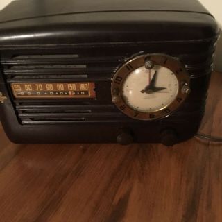Vintage Bakelite Emerson Tube Alarm Clock Radio Session Movement