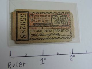 Rare 1920 Chicago Rapid Transit Cta Illinois Subway Trolley Ticket
