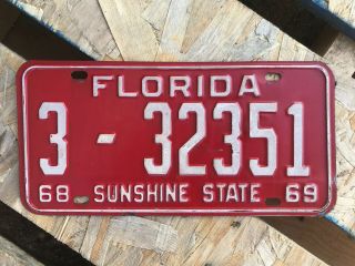 1968 Florida License Plate 1969 3 - 32351 Hillsborough County Ford Yom Dmv Tampa