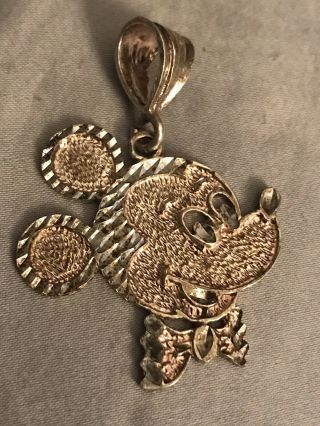Vintage Mickey Mouse Pendant Sterling 925 Silver Large