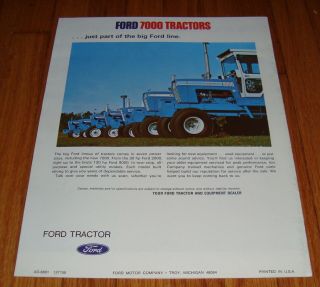 1972 Ford 7000 Tractor Sales Brochure Row - Crop All - Purpose 3