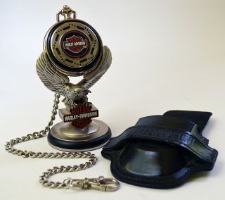 Harley Davidson Franklin Pocket Watch Heritage Softail,  Stand,  Chain & Case