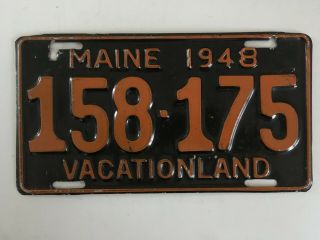 1948 Maine License Plate Aluminum,  Not Brass Rare Type All Paint