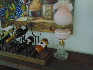 Vintage Table Lamp Double Globe Pink Depression Glass Crystal Glass Base