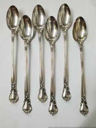 6 Long Sterling Silver Gorham Chantilly Iced Tea Spoons No Mono
