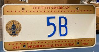 1985 - The 50th American Presidential Inaugural - Vintage License Plate 5b