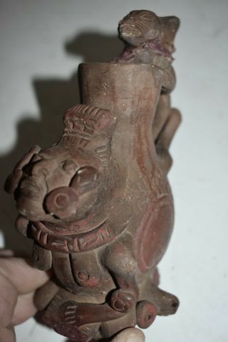 Orig $1099 Wow Pre Columbian Mayan Bowl,  Jaquar On Back 5in Prov