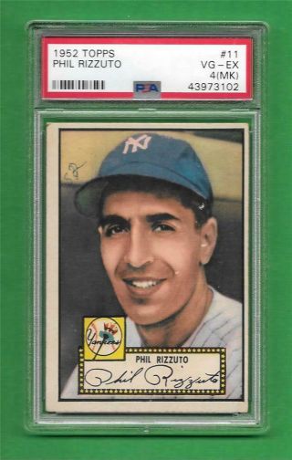 1952 Topps 11 Phil Rizzuto Psa Vg - Ex 4 (mk) York Yankees Baseball Card