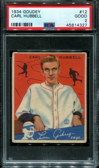 1934 Goudey 12 Carl Hubbell Psa 2 Gd Good Look