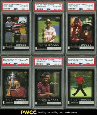 2005 Upper Deck American Express Complete Set Tiger Woods,  All Psa Auth