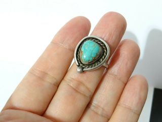 Vintage Native American Sterling Silver NAVAJO Turquoise Stone Ring Sz 6.  5 159 2