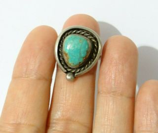 Vintage Native American Sterling Silver NAVAJO Turquoise Stone Ring Sz 6.  5 159 3