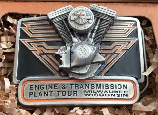 Vtg Rare Rks 1995 Harley Davidson Motorcycles Milwaukee Engine Plant Belt Buckle