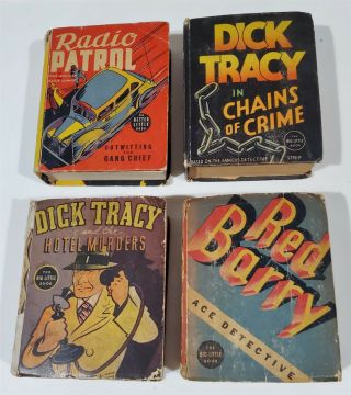5 Vintage 30/40s Big Little Book Dick Tracy Radio Patrol Red Barry