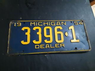 1954 Michigan Dealer License Plate