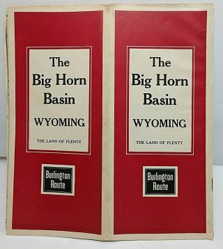 1916 Burlington Route Rr Wyoming Big Horn Basin Land Promotional Brochure W/ Map