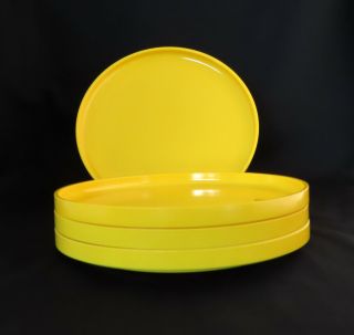 4 Vintage Heller Yellow Salad Lunch Plates 7 1/2 " Massimo Vignelli.