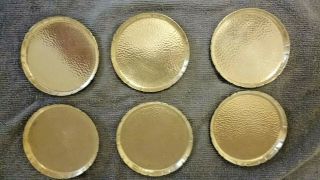 Six.  950 Sterling Silver Hand Hammered Coasters