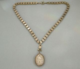 Antique Victorian Gold Filled Book Chain Locket Necklace