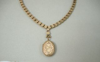 ANTIQUE VICTORIAN GOLD FILLED BOOK CHAIN LOCKET NECKLACE 2