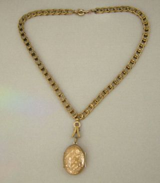 ANTIQUE VICTORIAN GOLD FILLED BOOK CHAIN LOCKET NECKLACE 3