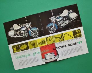 Vintage 1967 Harley Brochure Electra Glide Shovelhead Fl Flh Motorcycle