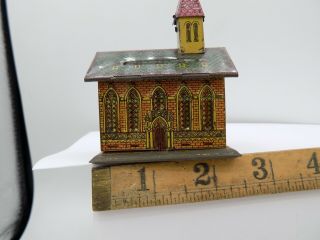 Antique Church Money Bank Tin Plate Penny Toy C1900s