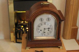 A Large German Oak Cased Bracket Clock Junghans Circa 1900