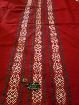 Vintage Jc Linge Basque French Woven Tablecloth Christmas Red Green 57 " Round