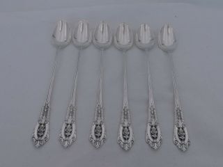 Set Of 6 Wallace Sterling Silver Rosepoint Iced Tea Spoons Ps - 14