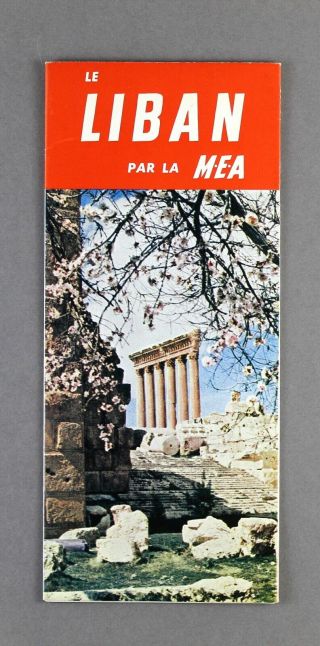 Mea Middle East Airlines Lebanon Liban Vintage Airline Brochure Map
