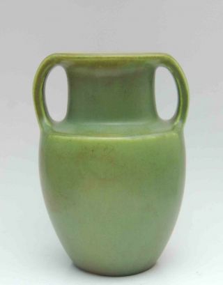 Antique Rookwood Pottery Vase Matte Mottled Olive Green 2426 Double Handle 1927
