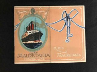 Cunard Line Ocean Liner Rms Mauretania Photo Brochure Circa 1910 Blue Ribband