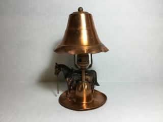 Vintage 1950’s Western Copper Lamp With Horse On Base
