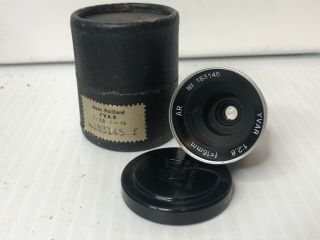 Vintage Kern Paillard Yvar Ar 1:2.  8 F=16mm Movie Cine Camera Lens W/back Cap Box