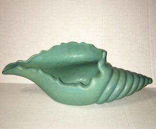 Van Briggle Pottery Vintage 1984 Sea Shell Vase Planter Decoration Bowl Blue