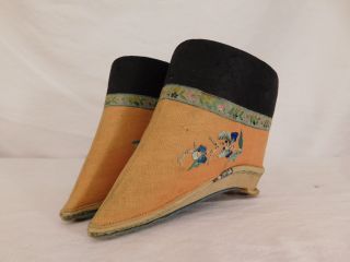 Antique Chinese Footbinding Lotus Shoes Embroidered Cotton