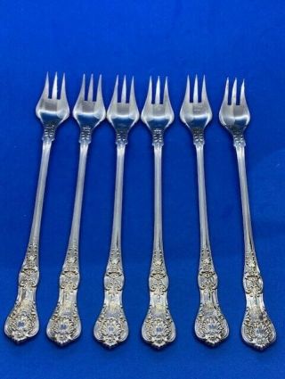 Six (6) Tiffany & Co.  English King Sterling Silver Cocktail Forks 5 7/8 "