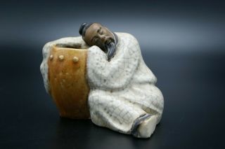 Old Chinese Glazed Shiwan Crackeled Porcelain Mud Man Figurine Pottery China