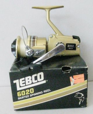 Vintg Ball Bearing Fishing Spinning Reel Zebco 6020 W Box & Parts List