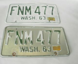 Vintage 1963 Washington License Plates As A Pair Collectable Item