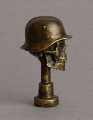 Ww1 German Stahlhelm Helmet Skull Death Head Pipe Tamper Trench Art Bronze Brass