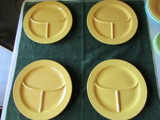 4 Vintage Fiesta 10 1/2 Inch Yellow Grill Plates