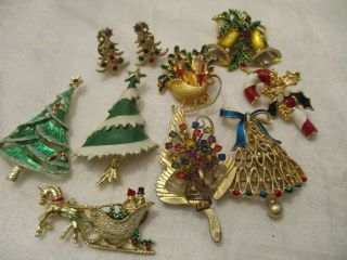 9 Vintage Christmas Trees Pins & Other Christmas Pins,  Gerry 