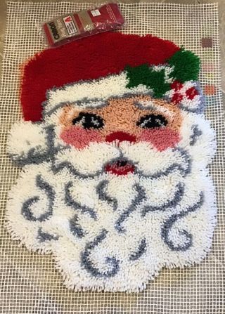2 Vintage Bucilla Latch Hook Rug Kits Christmas Santa Just Need To Be Finished 2