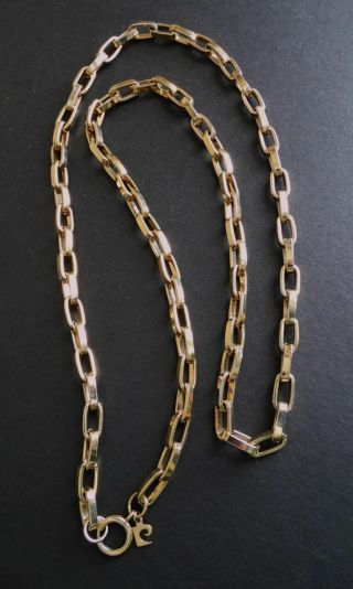 Vtg Pierre Cardin Logo Gold Plated Heavy Chain 34 " Long Necklace Single Double