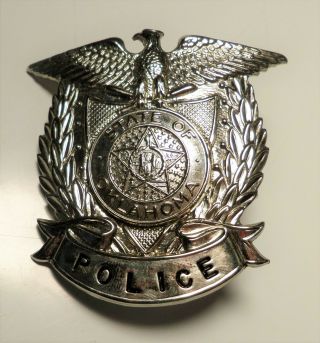 Vintage State Of Oklahoma Police Hat Cap Badge