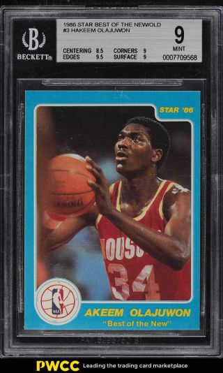 1986 Star Best Of The Old Hakeem Olajuwon Rookie Rc 3 Bgs 9