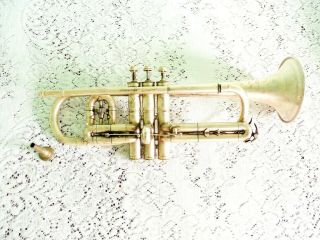 Antique C.  G.  Conn Wonder Elkhart Silver Trumpet