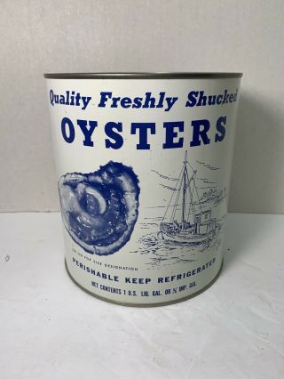 Vintage Oyster Tin 1 Gal Masons Seafood Co.  Chincoteague Va